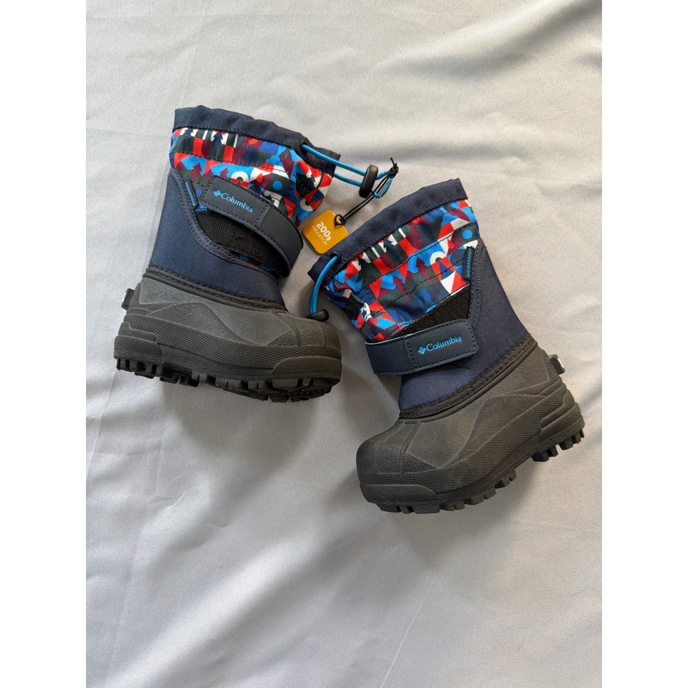 Columbia Toddler Powderbug Plus II Snow Boots Navy Red BV1327-466 Size 6